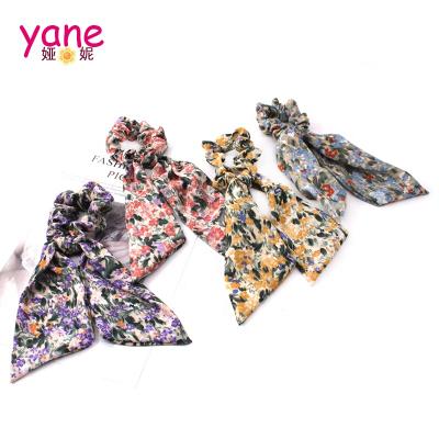 China Fashional Pretty Lady Floral Pattern Elastic Hair Tie Bendable Ponytail Hair Scrunchies for sale