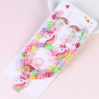 China Newest Cute Sweet Kids Unicorn Necklace Jewelry Wholesale Cartoon Acrylic for sale