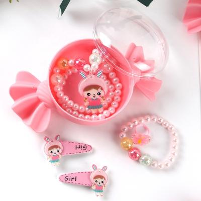 China New Cartoon Cute Dreamy Pink Candy Box Pendant Necklace Set For Kids for sale