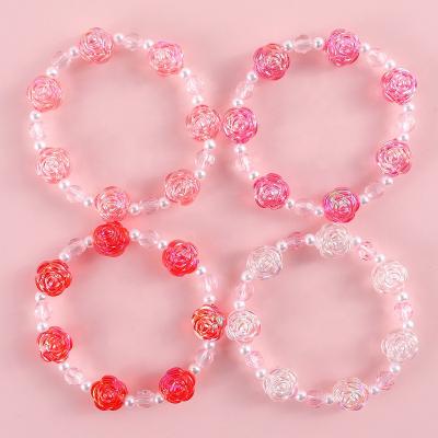 China High Shiny Polished Hot Sales Kids Jewelry Set Lovely Rose Shape Bracelets For Summer for sale