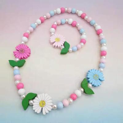 China Beautiful High Shiny Polished Set Unicorn Daisy Kids Jewelry Bracelet and Necklace Set for sale