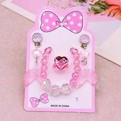 China Cute New Design Kids Jewelry Bracelet Dreamy Pink Earrings Set For Girls for sale