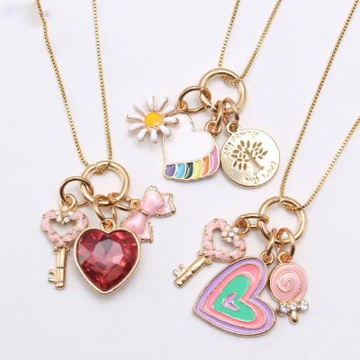 China New Cute Plated Jewelry Design Necklace Cartoon Kids Jewelry Necklace Gifts for sale