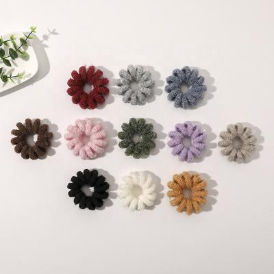 China Large Elasticity Solid Color Telephone Wiring Hair Ties Plush Hair Bands For Women Elastic for sale