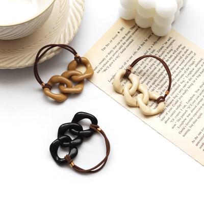 China Japan and Korean Style Milk Tea Color Chain Shape Elastic Hair Ring Women Accessories for sale