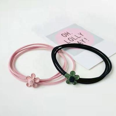 China Pretty Color Flower Hair Tail Elastic Hair Band Sheer Elastic Hair Band for sale