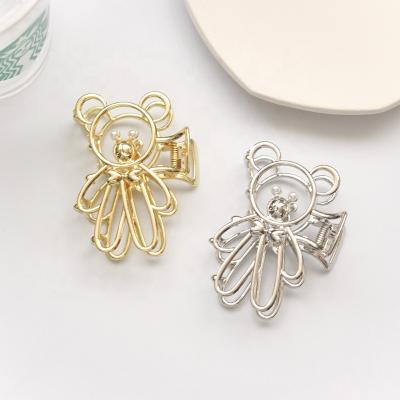 China Korean Hair Claw Metal Hollow Bear Large Claw Clips Alloy Hair Claws For Women for sale