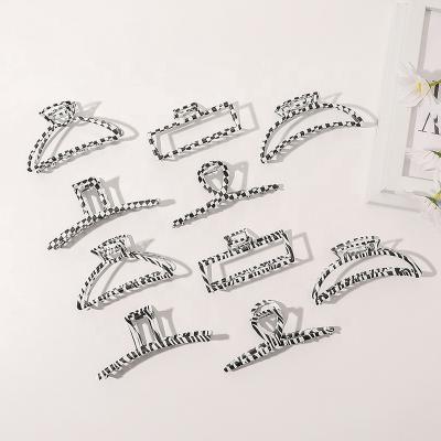 China Korean hair claws newest design extra large hair claw alloy plaid hair claws for sale