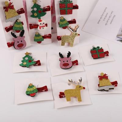 China Girls Hair Clip Christmas Featured Cute Hair Accessories Glitter Elks Gifts Hairpin for sale