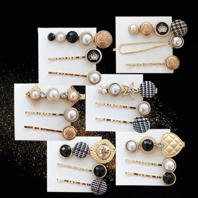 China Retro 4 Pcs Bead Hair Clip Set Luxury Retro Hair Clip Set For Women for sale