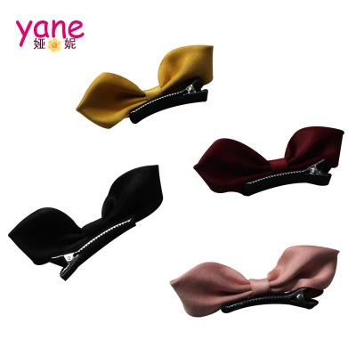 China Comfy Satin Bow Hair Clips Solid Color 5cm Hairpin For Kids for sale