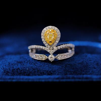 China 2023 CLASSICS new arrive real yellow diamond rings fine jewelry 18k white gold baguettes for women gift for sale