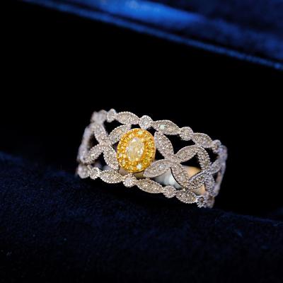 China 2023 New Arrival Fine Customs Jewelry 18k Real Gold Yellow Diamond Rings For Wedding Women for sale