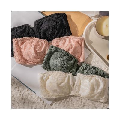 China Hot Selling Comfortable Soft Lace Gathering Ventilation Women Sexy Lingerie Two Piece Set for sale