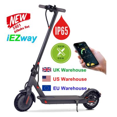 China New 2021 China factory unisex iEZway free drop shipping EU USA electric foldable scooter UK warehouse with 2 wheels for sale