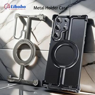 China Shockproof Luxury Alloy Aluminum Magnetic Ring Holder Case For Samsung Galaxy S24 Ultra S23 Ultra S24 Plus Bumper Metal Back Cover for sale