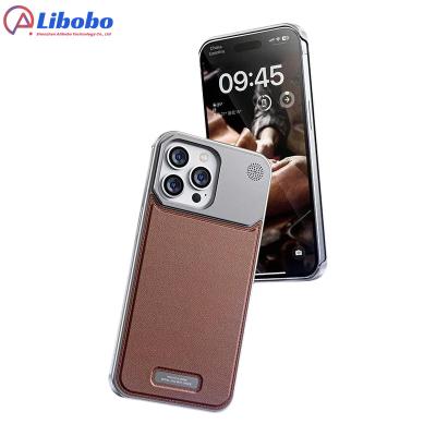 China Shockproof Alibobo Luxury Leather Metal Phone Case For Iphone 13 14 15 Pro Max Magnetic Aluminum Fragrance Phone Cover For iPhone 16 Promax for sale