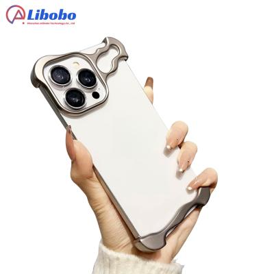 China Shockproof Luxury Alien aluminium Alloy Bumper Phone Case For iPhone 15 13 12 14 Pro Max Metal Lens Film Protection Corner Pads Cover for sale