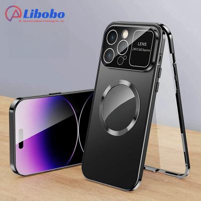 China Shockproof Magnetic Charging Phone Case for iPhone 15 14 13 Pro Max big viewing window Lens All inclusive Protector Cover for sale