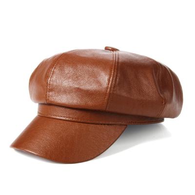 China Wholesale Fashion Berret Luxury Checked Stock French Leather Beret Hats For Women for sale