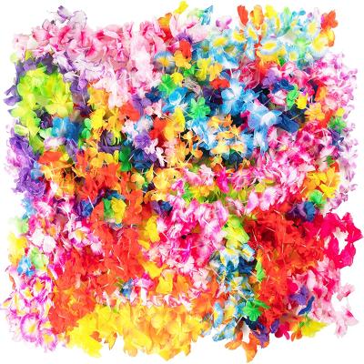 China Wholesale Mix Hawaiian Designs Tropical Garland Necklace Hawaii Beach Flowers Luau Summer Flower Leis Party Decoration for sale