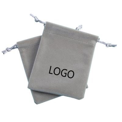 China Factory Wholesale Recyclable Jewelry Packaging Bag Custom Logo Drawstring Velvet Jewelry Bag Pouch for sale