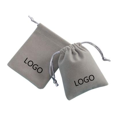 China Wholesale Recyclable High Quality Jewelry Packaging Bag Custom Logo Drawstring Velvet Gift Bag Pouch for sale