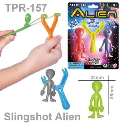 China Wholesales Slime Dolls Toy Manufacturers Sticky Slingshot Color Aliens Slingshot Custom Diy Alien Soft Putty Rubber Bands for sale