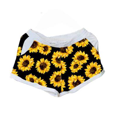 China Dream.G QUICK DRY Wholesale Custom Sunflower Shorts Womens Leopard Cow Print Rainbow Print Yoga Shorts for sale