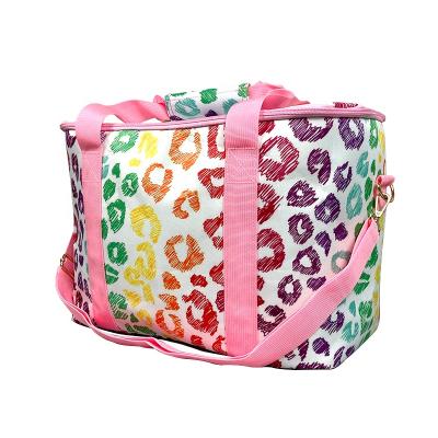 China RTS Cow Print Leopard Waterproof Handbags Beach Colorful Cooler Bags for sale