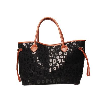 China Fashion 2021 Fashion New Hot Sale Casual Women Handbag Black Leopard Cow Print PU Tote Bag for sale