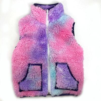 China 2020 Fashion Breathable Tie Dye Kids Plush Sherpa Vest Kids Fleece Vest for sale