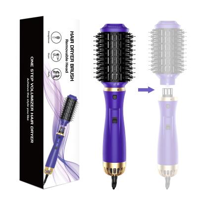 China Foldable Hair Dryer Brush 3 in 1 Purple Hair Dryer Spinning Brush Hair Dryer Roll Brush 1200W for sale