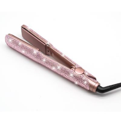 China Negative ion+LCD display bling flat irons rhinestone flat iron hair brush bling flat iron crystal stunned flat iron hair straightener for sale