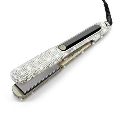 China 2020 New Arrival Negative Ion+LCD Display Stunned Flat Iron With Crystal Flat Iron Glitter Flat Iron Hair Straightener 470F for sale