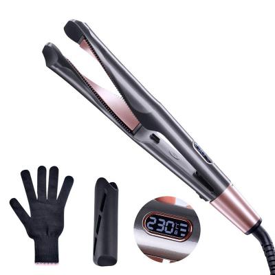 China Unique 2 in 1 Hair Straightener with Teeth Hair Straightener Professional Flat Curling Iron 2 in 1 Electric Titanium Ceramic Straightener with Curler for sale