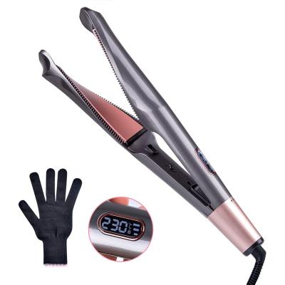 China Unique 2 In 1 Hair Straightener With Teeth 2 In 1 Hair Straightening And Curling Iron Ceramic Titanium Custom LED Flat Irons Wholesale Private Label for sale