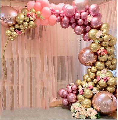 China Pastel Rose Decor Baby Pink Balloons Garland Arch Kit 4D Rose Balloon For Wedding Party Gold Party Decoration 134pcs Chrome for sale