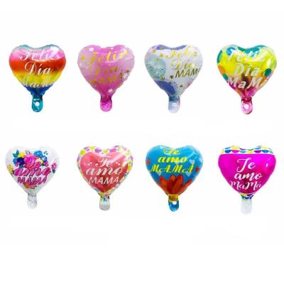 China Party Decoration 10inch Round Heart Foil Balloons Party Happy Monthers Decoration Supplies Te Spanish AMO MOM Foil Balloons for sale