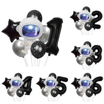 China Eco-friendly 32 inch black digital astronaut themed birthday party decorated with astronaut foil balloon set for sale