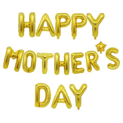 China Custom 16 Inch Happy Mothers Day Balloon Eco-Friendly Set Party Decorations Gold Letter Foil Balloon for sale