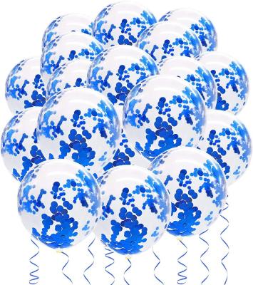 China 12 Inch Transparent Balloon Sequin Balloon Wedding Birthday Wedding Halloween Decoration Blue Confetti Latex Balloons for sale