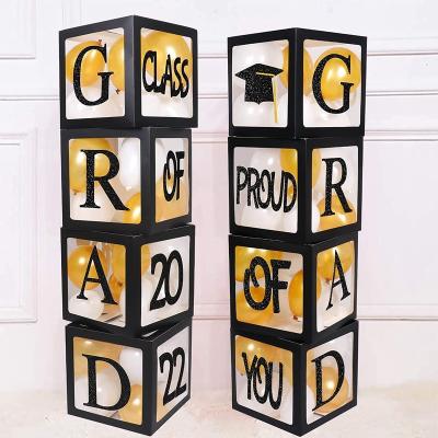 China 2022 Graduation Decoration Party Decor Party Supplies Black Kindergarten Decoration Graduation Balloon Box Black Graduation Balloon Box Stage Layout 4pcs Balloon Box for sale