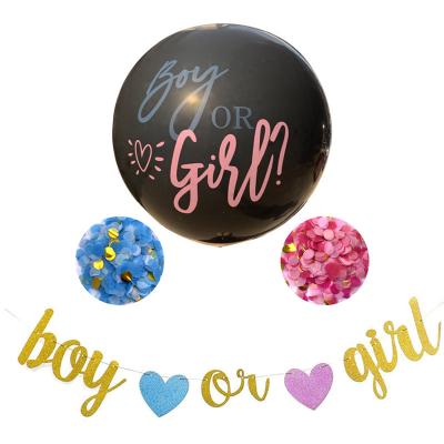 China Party Decoration Hot Sale Gender Reveal Printing Balloon Set 36 Inch Round Blue Pink Boy Or Girl Gender Reveal Party Suppliers Latex Balloon Arch for sale