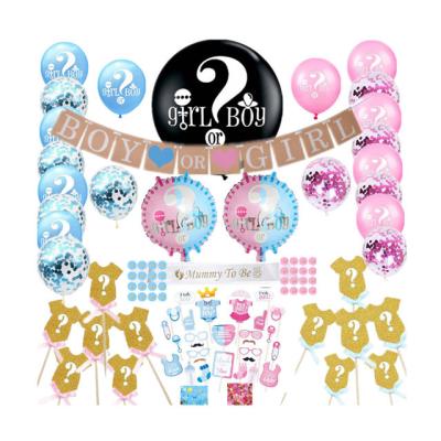 China Eco-Friendly Gender Reveal Party Supplies Latex Balloon Boy Or Girl Pull Flag Party Decorations Printing Balloon Set for sale