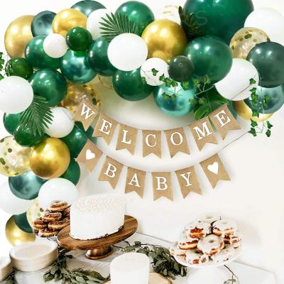 China Balloon Garland Arch Party Baby Shower Decorations Jungle Theme Party Backdrop Banner Green Latex Kit with Palm Leaf for sale