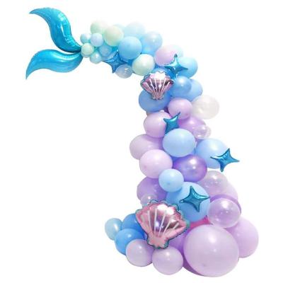 China Party Decoration Mermaid Tail Theme Balloons Set Shell Star Shape Foil Balloon Birthday Baby Shower Decoration Macaron Latex Balloon Arch Kit for sale