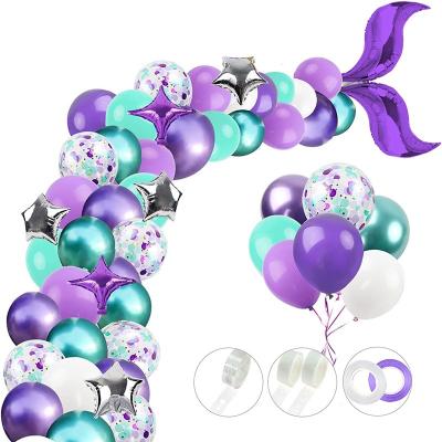 China Party Decoration Mermaid Theme Balloon Arch Kit Star Shape Foil Balloons 12inch Latex Balloon Baby Birthday Decoration for sale