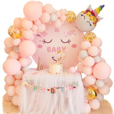 China Hot Selling 10 Inch Cute Baby Shower Cartoon Latex Balloons Girls Birthday Party Background Wall Decoration Pink Balloon Arch Kit for sale