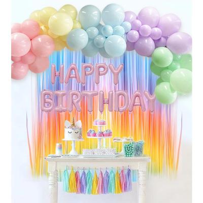 China Wholesale Cartoon Party Macaron Color Balloon Chain Rainbow Rain Curtain Birthday Decoration Latex Balloon Kit for sale